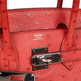 Pre-owned Hermes Birkin 30 Bougainvillea Ostrich Palladium Hardware