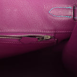 Pre-owned Hermes Special Order (HSS) Birkin 35 Bleu Izmir and Anemone Togo Brushed Palladium Hardware