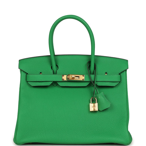 Pre-owned Hermes Birkin 30 Bambou Togo Gold Hardware