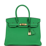 Pre-owned Hermes Birkin 30 Bambou Togo Gold Hardware - Thumbnail View 1