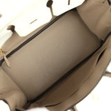 Hermes Special Order (HSS) Birkin 25 White and Etoupe Clemence Brushed Gold Hardware
