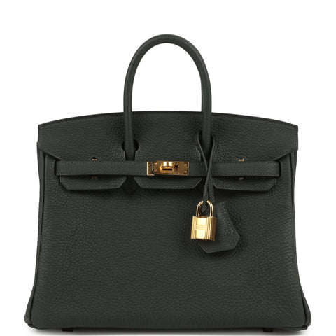 Hermes Birkin 25 Vert Fonce Togo Gold Hardware