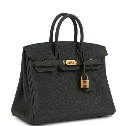 Hermes Birkin 25 Vert Fonce Togo Gold Hardware