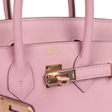 Hermes Birkin 25 Mauve Sylvestre Swift Rose Gold Hardware