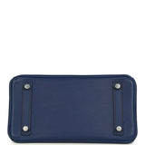 Pre-owned Hermes Birkin 25 Bleu Saphir Swift Palladium Hardware