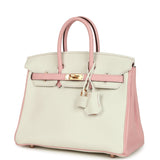 Hermes Special Order (HSS) Birkin 25 White and Rose Sakura Clemence Rose Gold Hardware - Thumbnail View 5