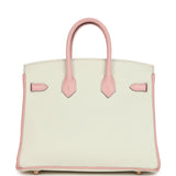 Hermes Special Order (HSS) Birkin 25 White and Rose Sakura Clemence Rose Gold Hardware - Thumbnail View 4
