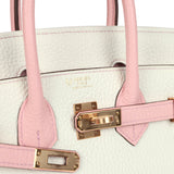 Hermes Special Order (HSS) Birkin 25 White and Rose Sakura Clemence Rose Gold Hardware - Thumbnail View 7