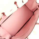 Hermes Special Order (HSS) Birkin 25 White and Rose Sakura Clemence Rose Gold Hardware - Thumbnail View 8
