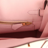 Hermes Special Order (HSS) Birkin 25 White and Rose Sakura Clemence Rose Gold Hardware - Thumbnail View 9