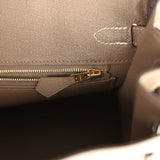 Hermes Special Order (HSS) Birkin 25 Nata and Etoupe Chevre Mysore Brushed Gold Hardware