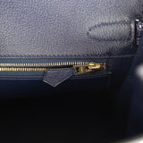 Pre-owned Hermes Birkin 30 Bleu Encre Shiny Porosus Crocodile Gold Hardware