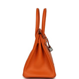 Pre-owned Hermes Birkin 30 Orange Epsom Palladium Hardware