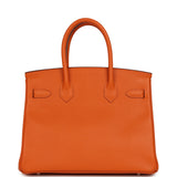 Pre-owned Hermes Birkin 30 Orange Epsom Palladium Hardware