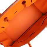 Pre-owned Hermes Birkin 30 Orange Epsom Palladium Hardware