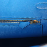 Pre-owned Hermes Birkin 35 Bleu Hydra Clemence Gold Hardware