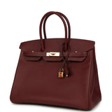 Pre-owned Hermes Birkin 35 Rouge H Epsom Gold Hardware