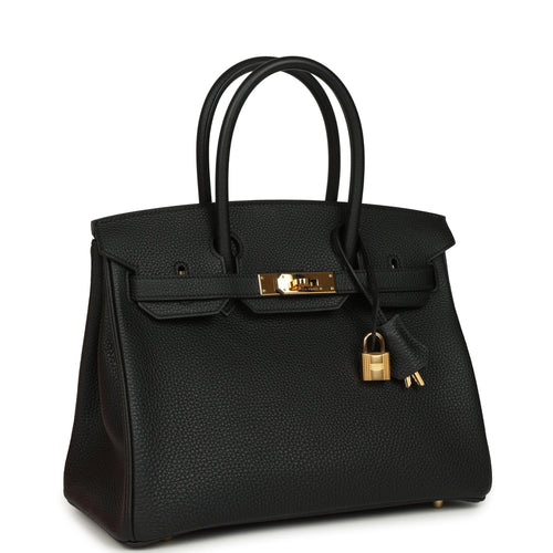 Pre-owned Hermes Birkin 30 Black Togo Gold Hardware