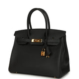 Pre-owned Hermes Birkin 30 Black Togo Gold Hardware