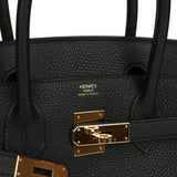 Pre-owned Hermes Birkin 30 Black Togo Gold Hardware