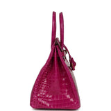 Pre-owned Hermes Birkin 35 Rose Scheherazade Shiny Porosus Crocodile Gold Hardware