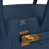 Pre-owned Hermes Birkin 35 Deep Bleu Togo Gold Hardware