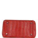 Pre-owned Hermes Birkin 30 Rouge Indien Matte Porosus Crocodile Palladium Hardware