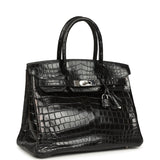 Vintage Hermes Birkin 30 Black Matte Niloticus Crocodile Palladium Hardware - Thumbnail View 2