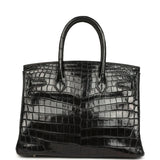 Vintage Hermes Birkin 30 Black Matte Niloticus Crocodile Palladium Hardware - Thumbnail View 4