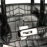 Vintage Hermes Birkin 30 Black Matte Niloticus Crocodile Palladium Hardware - Thumbnail View 7