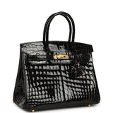 Hermes Birkin 30 Black Shiny Crocodile Niloticus Gold Hardware - Thumbnail View 2
