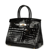 Hermes Birkin 30 Black Shiny Crocodile Niloticus Gold Hardware - Thumbnail View 5