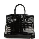 Hermes Birkin 30 Black Shiny Crocodile Niloticus Gold Hardware - Thumbnail View 4