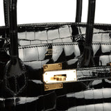 Hermes Birkin 30 Black Shiny Crocodile Niloticus Gold Hardware - Thumbnail View 7