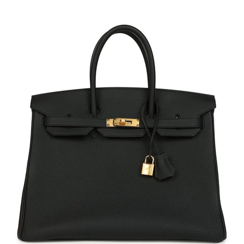 Pre-owned Hermes Birkin 35 Black Togo Gold Hardware