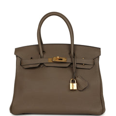 Pre-owned Hermes Birkin 30 Taupe Togo Gold Hardware