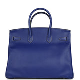 Pre-owned Hermes Candy Birkin 35 Bleu Electric Verso Epsom Palladium Hardware