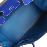 Pre-owned Hermes Candy Birkin 35 Bleu Electric Verso Epsom Palladium Hardware