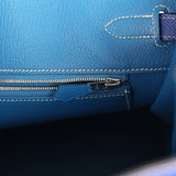 Pre-owned Hermes Candy Birkin 35 Bleu Electric Verso Epsom Palladium Hardware