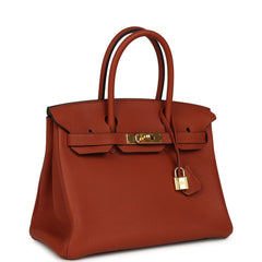 Pre-owned Hermes Birkin 30 Cuivre Togo Gold Hardware