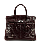 Vintage Hermes Birkin 30 Bordeaux Shiny Niloticus Crocodile Palladium Hardware - Thumbnail View 1