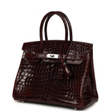 Vintage Hermes Birkin 30 Bordeaux Shiny Niloticus Crocodile Palladium Hardware - Thumbnail View 5