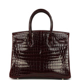 Vintage Hermes Birkin 30 Bordeaux Shiny Niloticus Crocodile Palladium Hardware - Thumbnail View 4