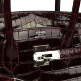 Vintage Hermes Birkin 30 Bordeaux Shiny Niloticus Crocodile Palladium Hardware - Thumbnail View 7