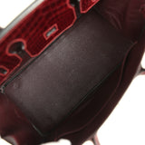Vintage Hermes Birkin 30 Bordeaux Shiny Niloticus Crocodile Palladium Hardware - Thumbnail View 8