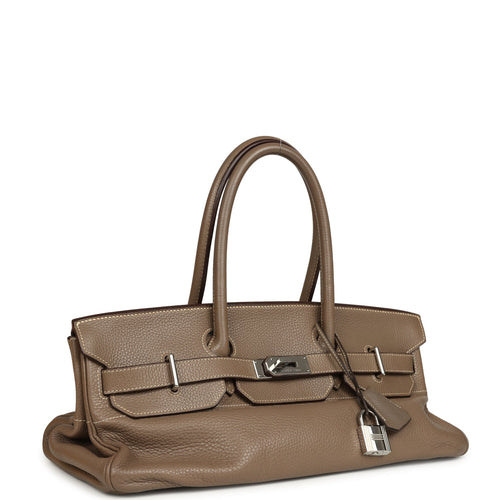 Vintage Hermes Shoulder Birkin 42 JPG Etoupe Clemence Palladium Hardware