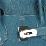 Vintage Hermes Shoulder Birkin 42 JPG Blue Jean Togo Palladium Hardware - Thumbnail View 7