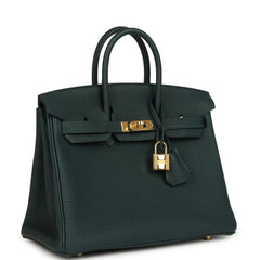 Pre-owned Hermes Birkin 25 Vert Cypress Togo Gold Hardware