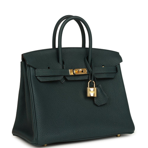 Pre-owned Hermes Birkin 25 Vert Cypress Gold Hardware