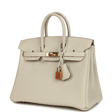 Pre-owned Hermes Special Order (HSS) Birkin 25 Craie Verso Togo Rose Gold Hardware